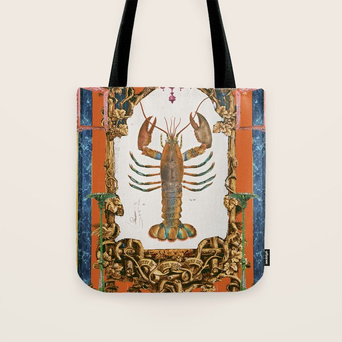 The Lobster - Surreal Collage with Ornate Baroque Style and Vintage Illustration Tote Bag Gallery Image 1