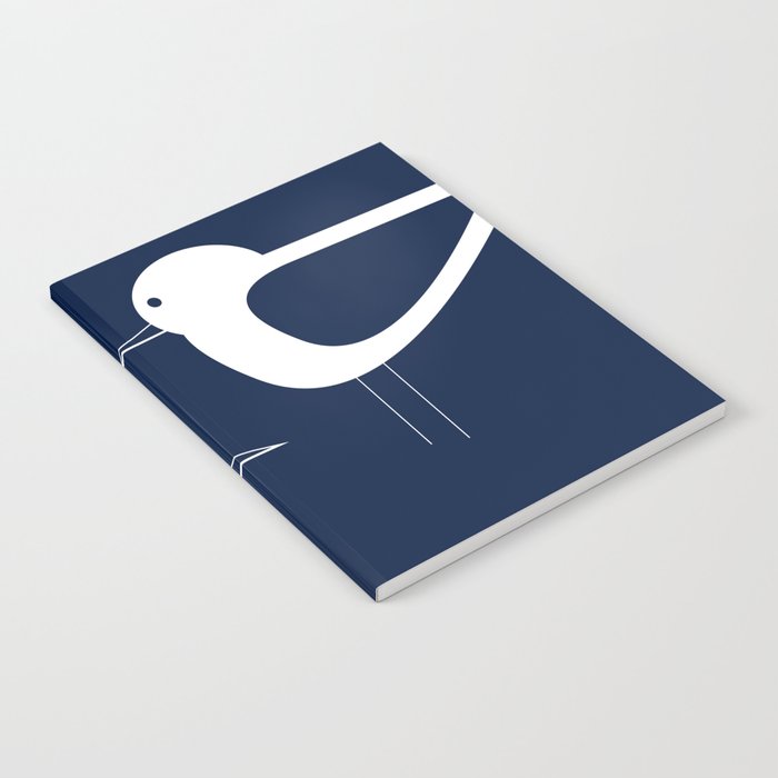 Shorebird Pair - Minimalist Beach Birds in White and Nautical Navy Blue Notebook Gallery Image 2