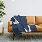 Shorebird Pair - Minimalist Beach Birds in White and Nautical Navy Blue Throw Blanket Gallery Image 1