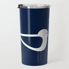 Shorebird Pair - Minimalist Beach Birds in White and Nautical Navy Blue Travel Mug Gallery Image 3