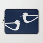 Shorebird Pair - Minimalist Beach Birds in White and Nautical Navy Blue Laptop Sleeve Gallery Image 1