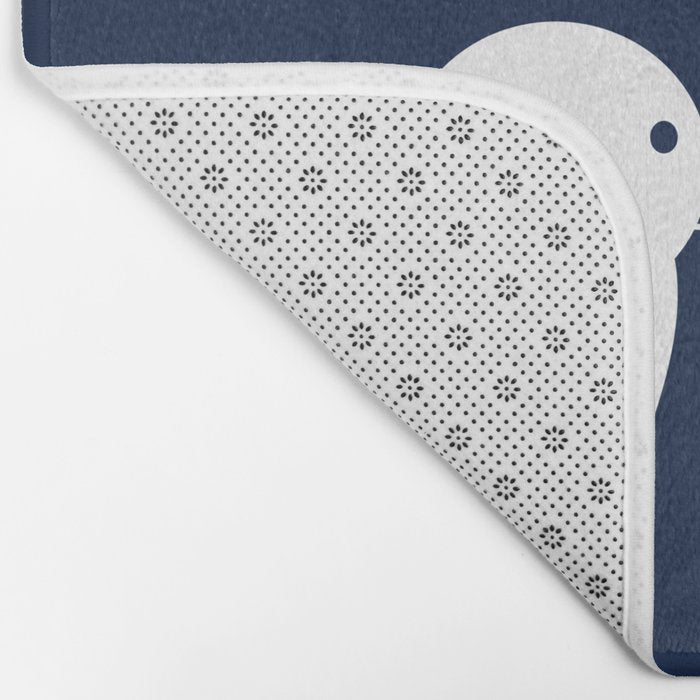 Shorebird Pair - Minimalist Beach Birds in White and Nautical Navy Blue Bath Mat Gallery Image 2