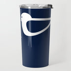 Shorebird Pair - Minimalist Beach Birds in White and Nautical Navy Blue Travel Mug Gallery Image 2