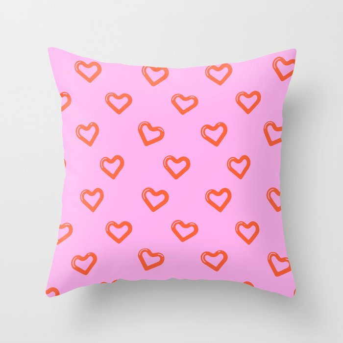 Red love heart shape pattern Throw Pillow Gallery Image 6