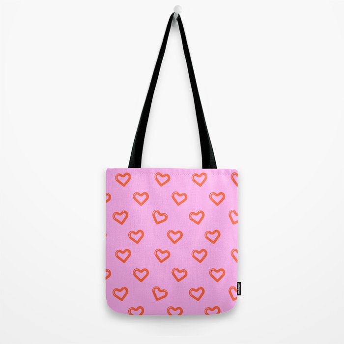 Red love heart shape pattern Tote Bag Gallery Image 2