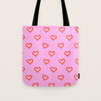 Red love heart shape pattern Tote Bag Gallery Image 1