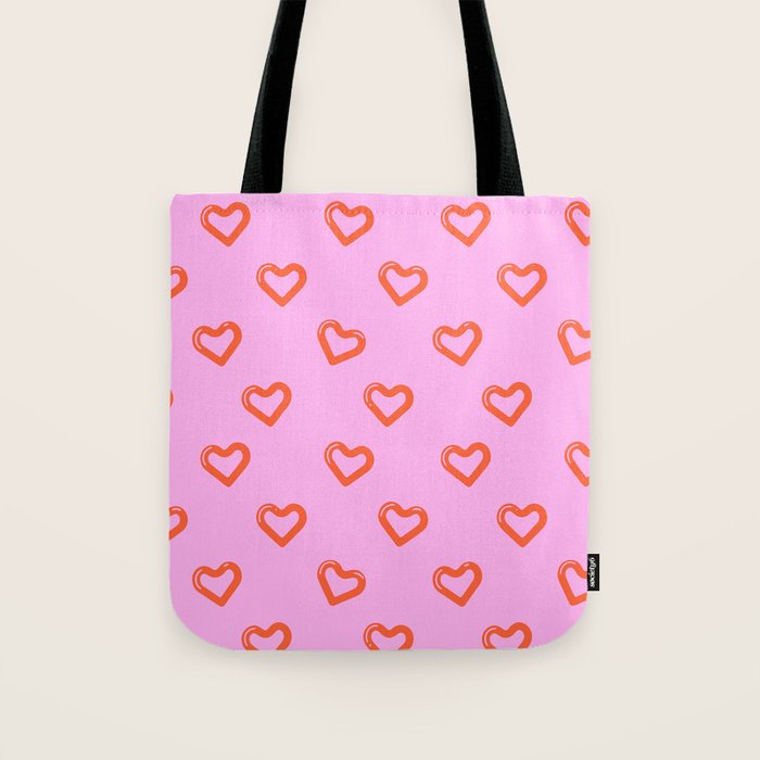 Red love heart shape pattern Tote Bag Gallery Image 1