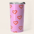Red love heart shape pattern Travel Mug Gallery Image 2