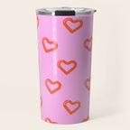 Red love heart shape pattern Travel Mug Gallery Image 1