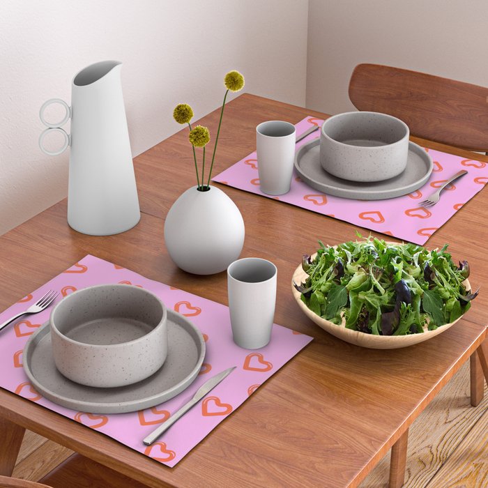 Red love heart shape pattern Placemat Gallery Image 2