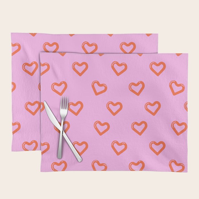 Red love heart shape pattern Placemat Gallery Image 1