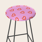 Red love heart shape pattern Stool Gallery Image 2