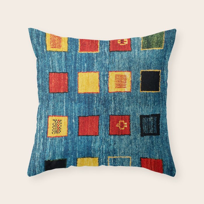 Qashqai Fars South West Persian Rug Print Throw Pillow Gallery Image 1
