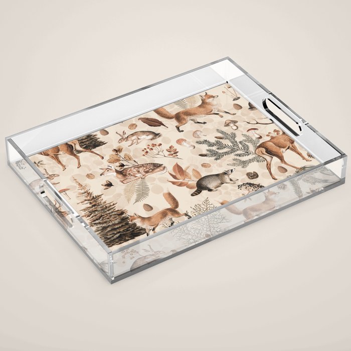 Fall Forest Impression  Wild Animals In Earth Colors Acrylic Tray Gallery Image 1