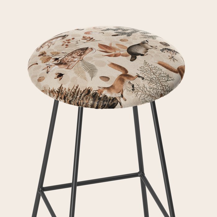 Fall Forest Impression  Wild Animals In Earth Colors Stool Gallery Image 2