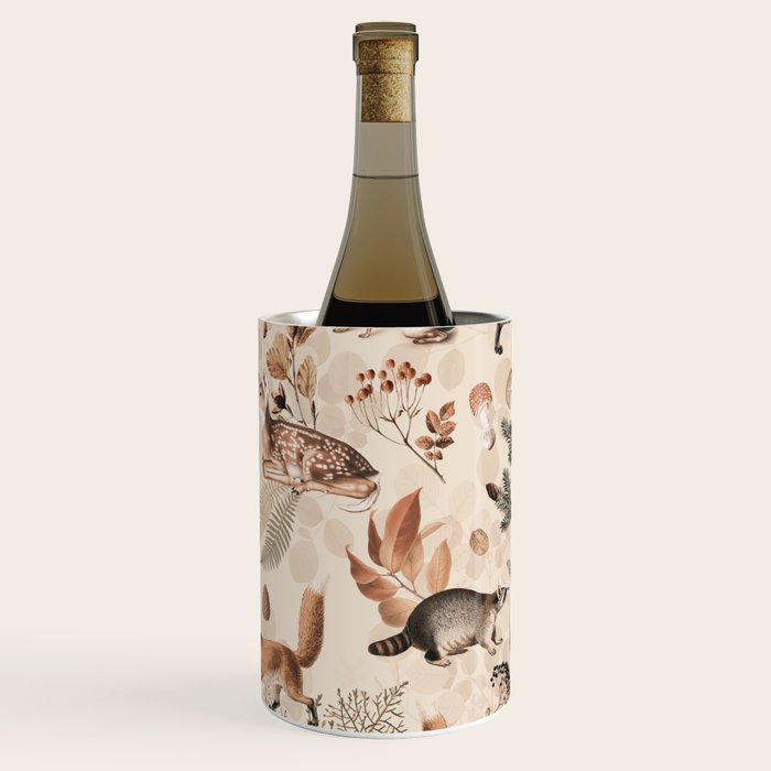 Fall Forest Impression  Wild Animals In Earth Colors Wine Chiller Gallery Image 1