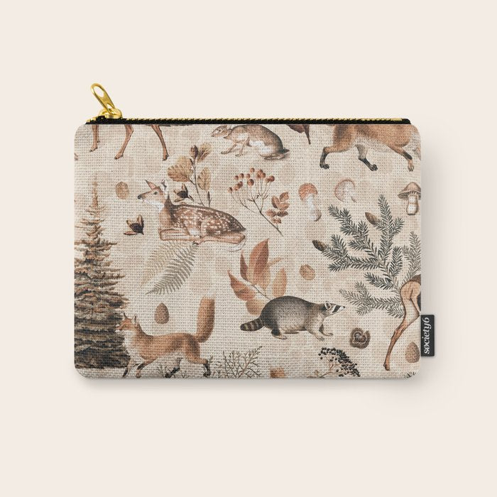 Fall Forest Impression  Wild Animals In Earth Colors Carry All Pouch Gallery Image 1