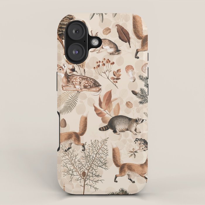 Fall Forest Impression  Wild Animals In Earth Colors iPhone Case Gallery Image 1