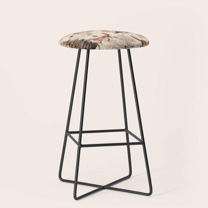 Fall Forest Impression Wild Animals In Earth Colors Stool