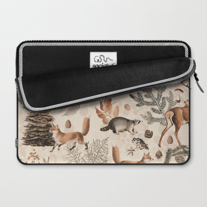 Fall Forest Impression  Wild Animals In Earth Colors Laptop Sleeve Gallery Image 2