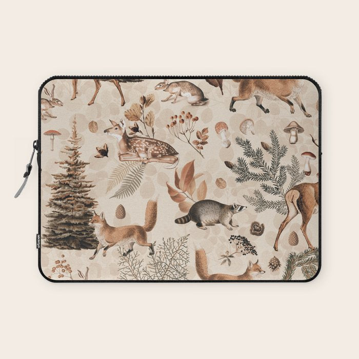 Fall Forest Impression  Wild Animals In Earth Colors Laptop Sleeve Gallery Image 1