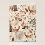 Fall Forest Impression  Wild Animals In Earth Colors Stationery Card Gallery Image 2