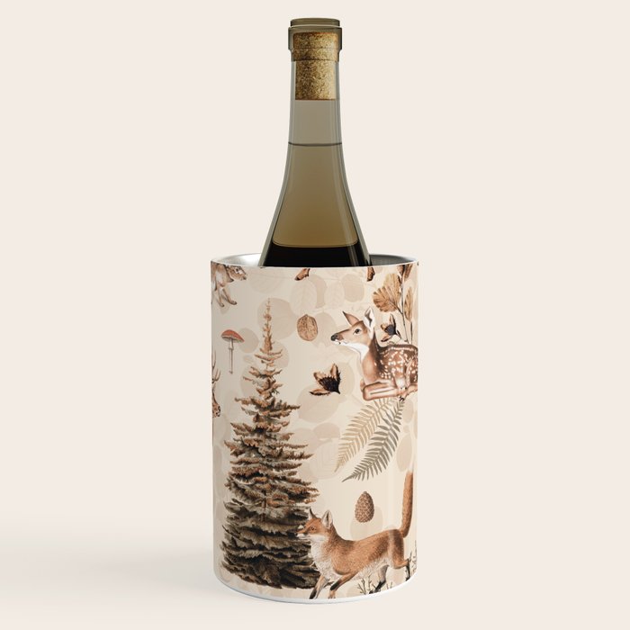 Fall Forest Impression  Wild Animals In Earth Colors Wine Chiller Gallery Image 2