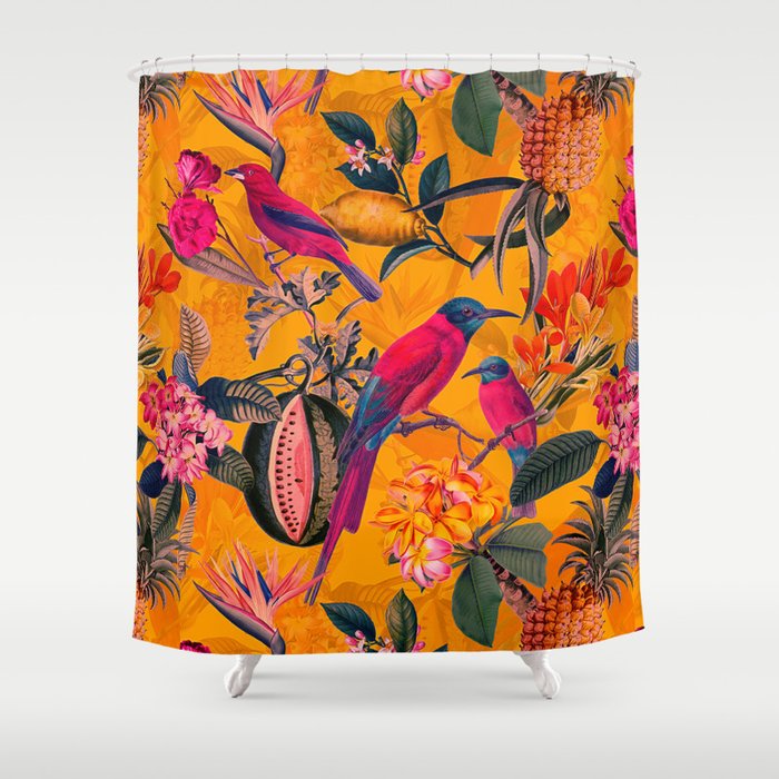 Vintage And Shabby Chic - Colorful Summer Botanical Jungle Garden Shower Curtain Gallery Image 1
