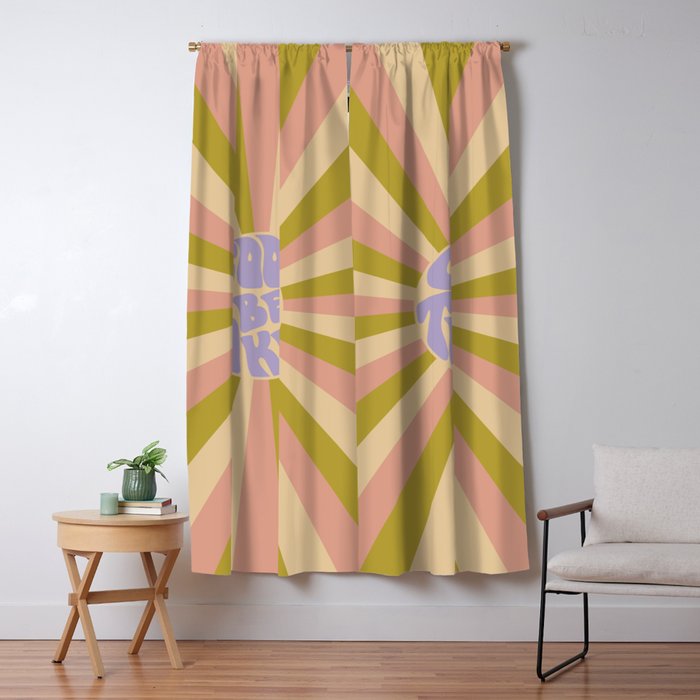 Cool to be Kind - Lilac, Green, Off-white Window Curtain Gallery Image 1