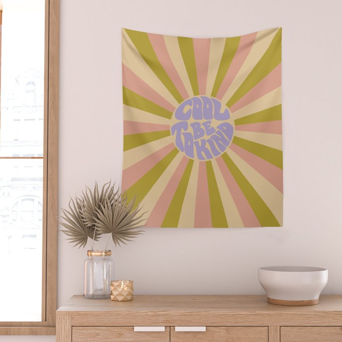 Cool to be Kind - Lilac, Green, Off-white Wall Tapestry Gallery Image 2
