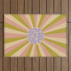 Cool to be Kind - Lilac, Green, Off-white Outdoor Rug Gallery Image 1