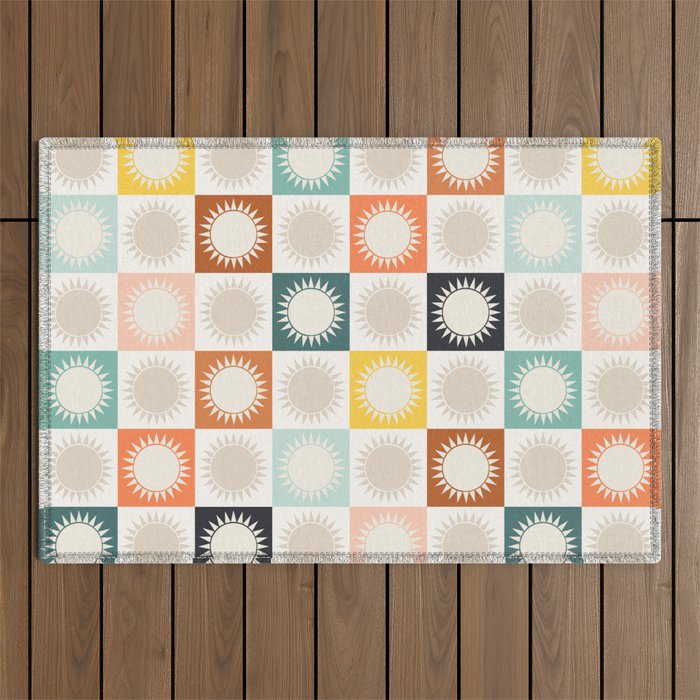 Sunshine Check - earthy Outdoor Rug Gallery Image 1