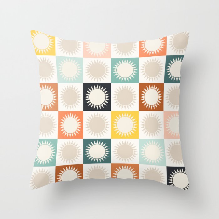Sunshine Check - earthy Throw Pillow Gallery Image 6