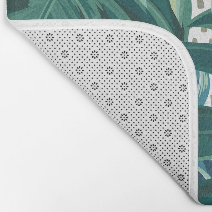 Tropical Palms, Green and Blue, Abstract Bath Mat Gallery Image 2