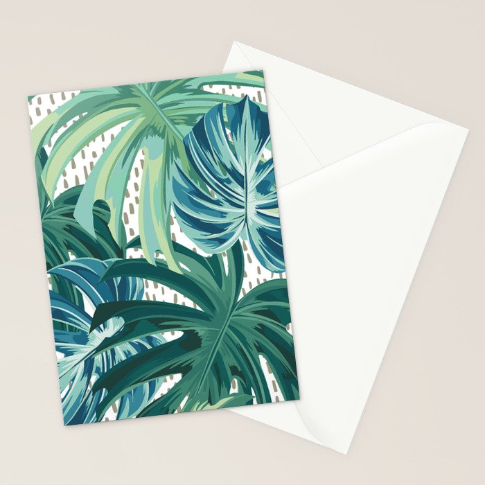 Tropical Palms, Green and Blue, Abstract Stationery Card Gallery Image 2