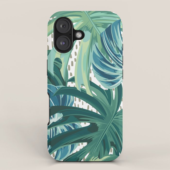 Tropical Palms, Green and Blue, Abstract iPhone Case Gallery Image 1