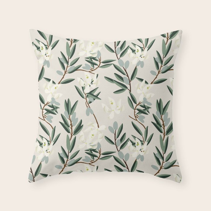 OLIVE BLOOM Throw Pillow Gallery Image 1