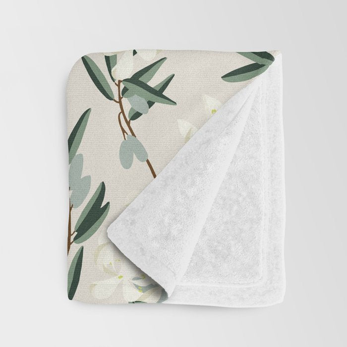 OLIVE BLOOM Throw Blanket Gallery Image 3