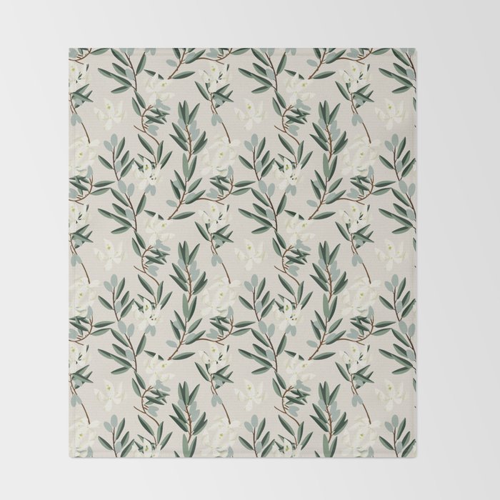 OLIVE BLOOM Throw Blanket Gallery Image 2