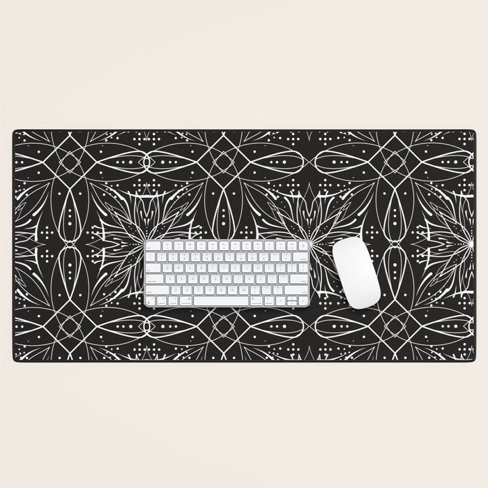 BW starry abstract mosaic A Desk Mat Gallery Image 1