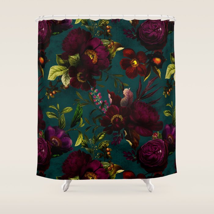 Before Midnight Vintage Flowers Garden Shower Curtain Gallery Image 1