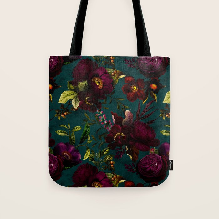 Before Midnight Vintage Flowers Garden Tote Bag Gallery Image 1