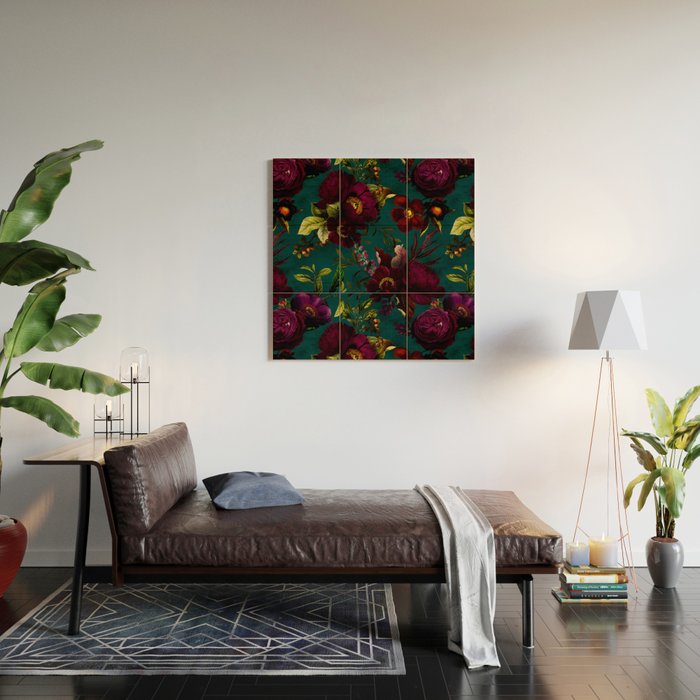 Before Midnight Vintage Flowers Garden Wood Wall Art Gallery Image 2