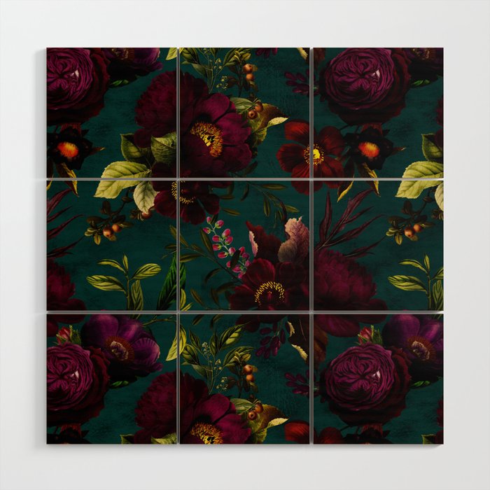 Before Midnight Vintage Flowers Garden Wood Wall Art Gallery Image 1