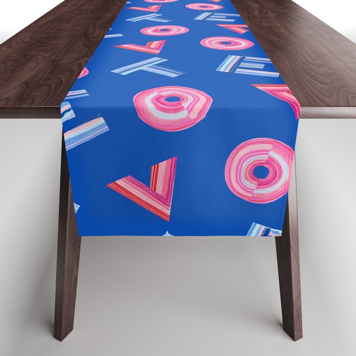 Cast Your Vote | Hand-Lettered Pattern in Blue Table Runner Gallery Image 1
