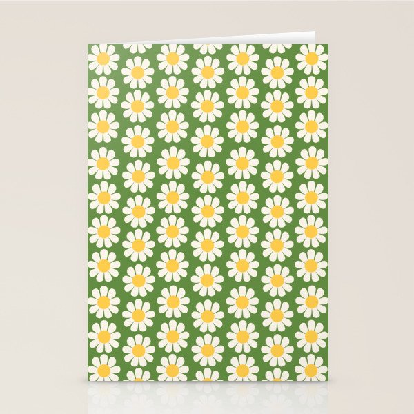 Retro Green Daisy Pattern Stationery Card Gallery Image 2