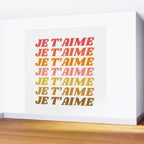 Je T'aime - French for I Love You in Warm Red, Orange, and Yellow Colors Wall Mural Gallery Image 2