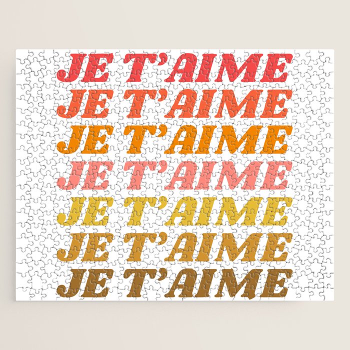 Je T'aime - French for I Love You in Warm Red, Orange, and Yellow Colors Jigsaw Puzzle Gallery Image 1