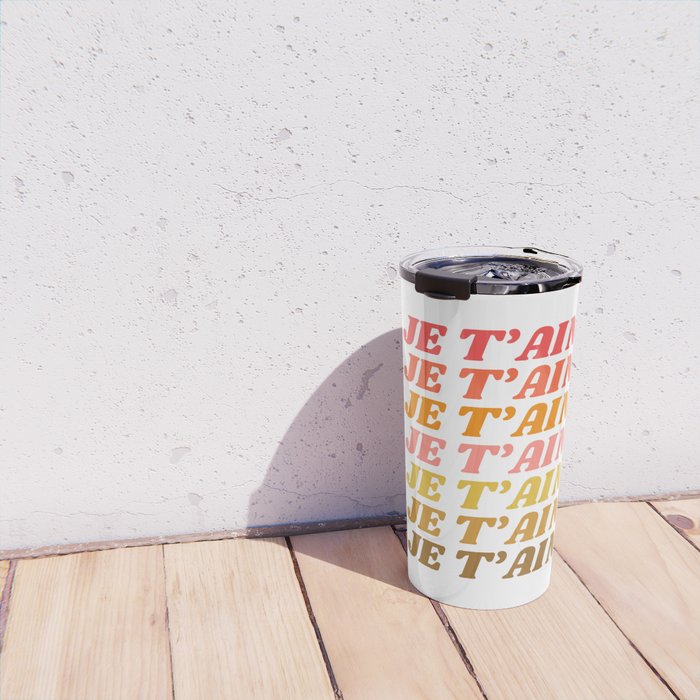 Je T'aime - French for I Love You in Warm Red, Orange, and Yellow Colors Travel Mug Gallery Image 4