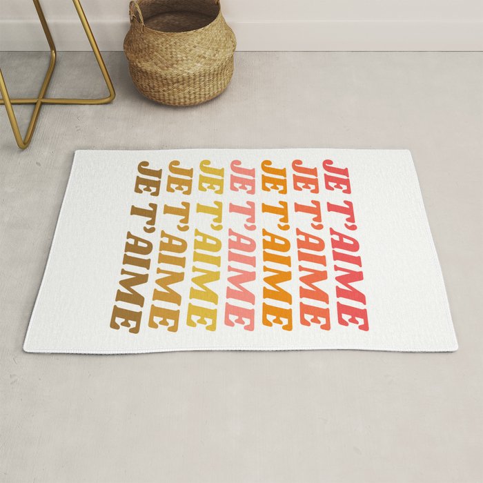 Je T'aime - French for I Love You in Warm Red, Orange, and Yellow Colors Rug Gallery Image 1